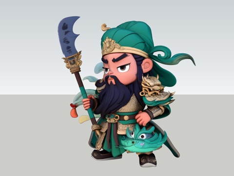  关羽，Q版，su模型 