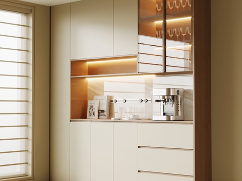  中古风餐边柜3d模型 