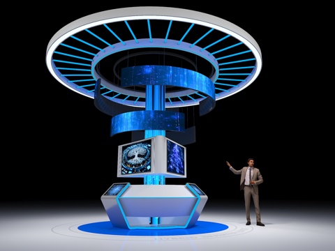  现代 展柜 中岛 科技展厅 展厅 展台 展台设计3d模型 