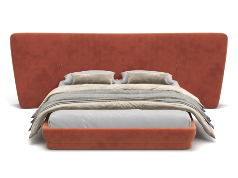  现代简约双人床 双人床 简约床 卧室床 抱枕 床垫3d模型 