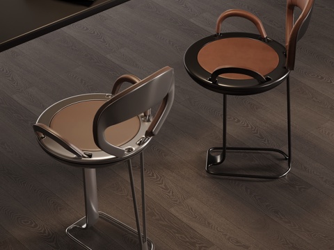 现代意式吧台椅 金属吧台椅su模型