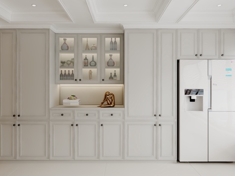  美式餐边柜3d模型 