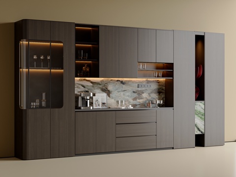  现代简约餐边柜 餐边柜摆件 成品餐边柜3d模型 