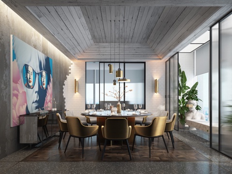  其他混搭包厢  餐椅 边柜3d模型 