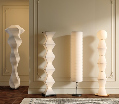 奶油风落地灯 现代落地灯 氛围灯 亚克力落地灯su模型