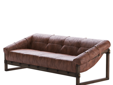  北欧简约双人沙发 双人沙发 简约沙发 客厅沙发 皮革双人沙发3d模型 