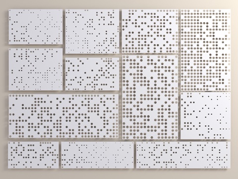  孔板模型 穿孔板背景墙 穿孔铝板 随机穿孔板 穿孔护墙板 现3d模型 