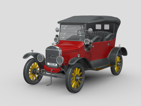  低多边形汽车福特T型车19243d模型 
