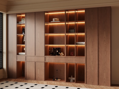 中古风书柜su模型