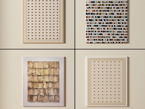  现代，简约，抽象，复古，中古，组合，装饰画3d模型 
