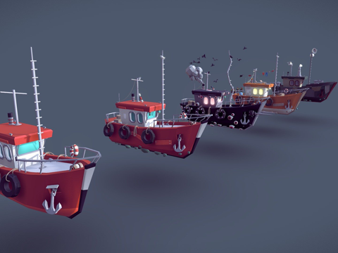  船舶草图低多边形3d模型 