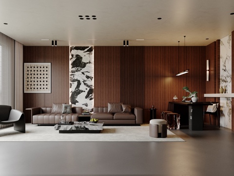  意式轻奢客餐厅3d模型 