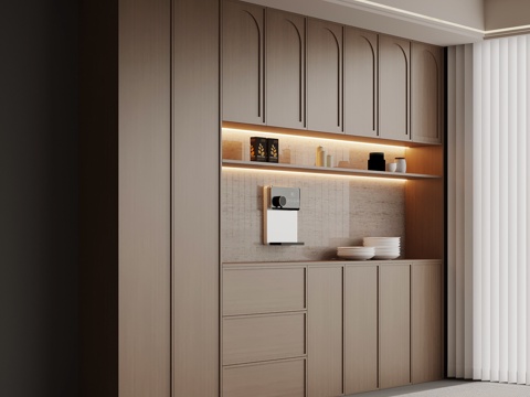  新中式餐边柜3d模型 