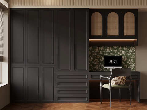  法式衣柜 书柜3d模型 