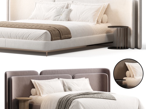  现代双人床3d模型 