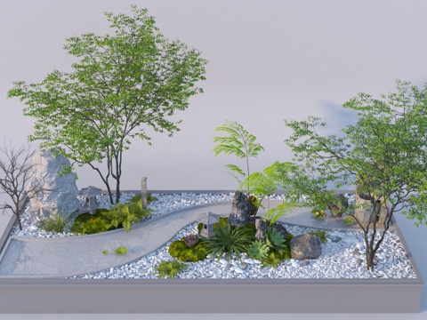  现代景观庭院小品3d模型 