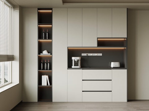  现代备餐柜3d模型 