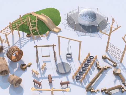  现代儿童器材组合3d模型 