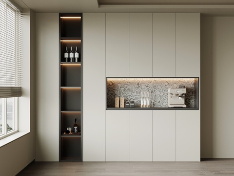  现代备餐柜3d模型 