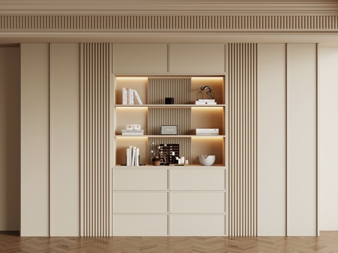  法式奶油风酒柜 餐边柜3d模型 