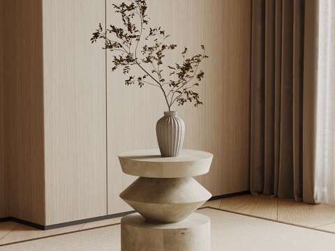  侘寂风边几 圆几角几3d模型 