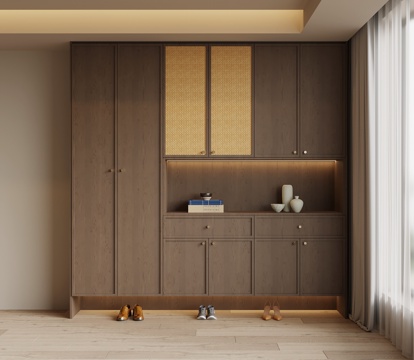 中古风鞋柜 入户鞋柜su模型