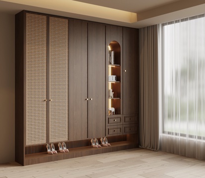  中古风鞋柜 入户鞋柜3d模型 