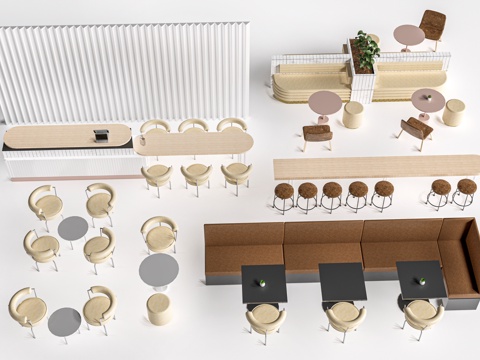 现代办公隔断 办公桌椅 长桌椅 会议桌椅su模型