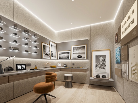  现代书房摄影室3d模型 