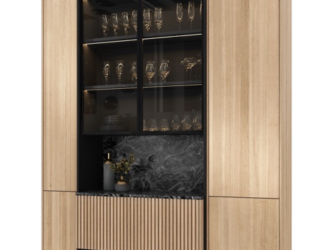  带展示柜的橱柜3d模型 