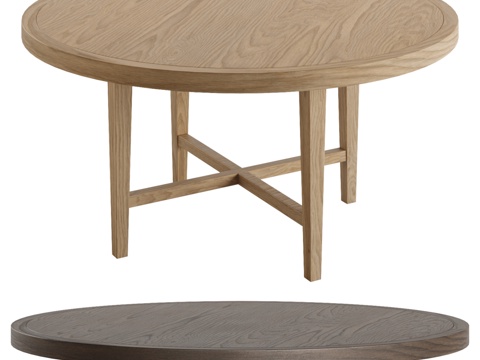  rh出品法式现代圆形餐桌3d模型 