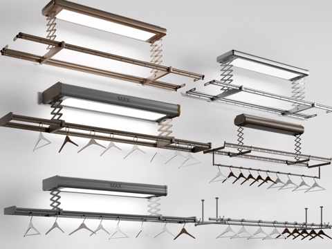 现代电动晾衣架 折叠晾衣架su模型