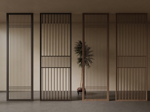 新中式隔断su模型