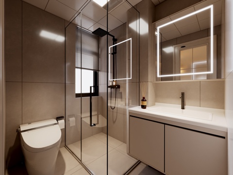  现代卫生间 现代卫浴 现代淋浴房3d模型 