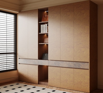  现代中古风衣柜 成品衣柜3d模型 