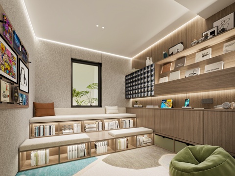  现代儿童阅读区3d模型 