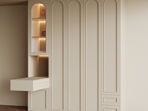 法式奶油风书柜su模型