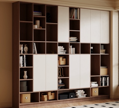  现代中古风书柜 置物柜3d模型 