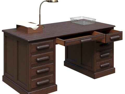  美国经典办公桌3d模型 