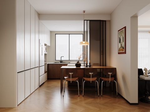 中古风餐厅厨房su模型