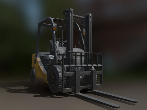  叉车低多边形3d模型 