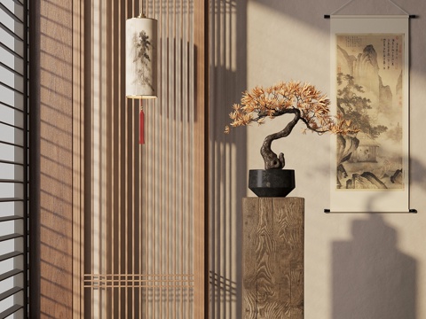  新中式花瓶 摆件装饰3d模型 