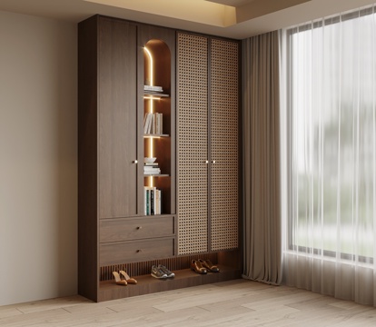 中古风鞋柜 入户鞋柜su模型