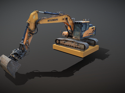  现代挖掘机3d模型 