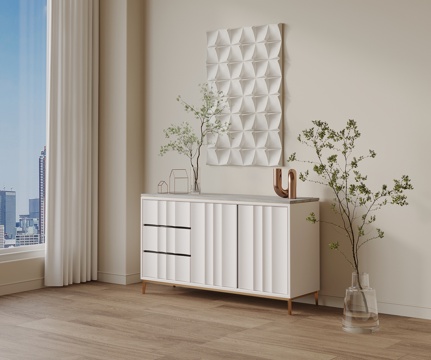 现代奶油风玄关柜 边柜su模型