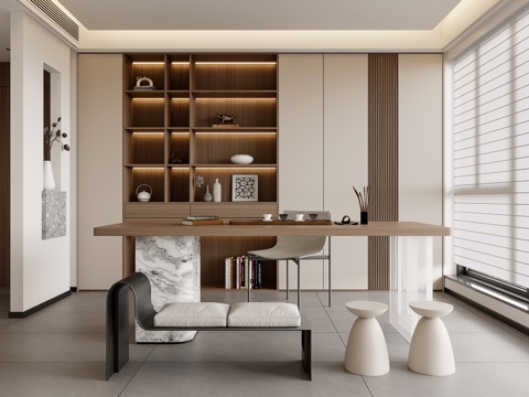  现代茶室 茶室柜 茶桌椅组合3d模型 