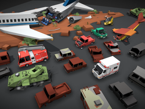  简易末世  受损车辆3d模型 