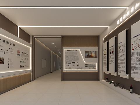 现代红酒科普展厅su模型