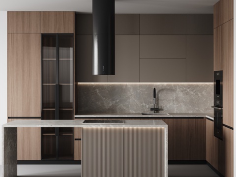  现代厨房-0523d模型 