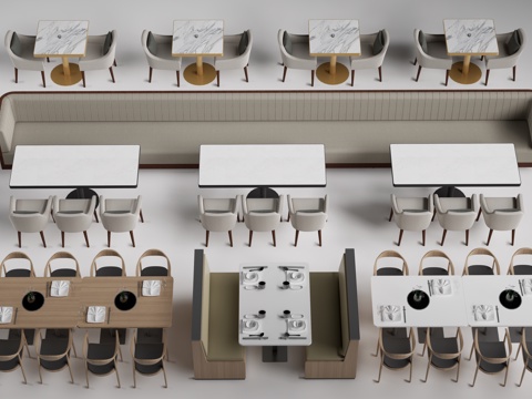 现代餐厅桌椅 餐饮桌椅 餐饮家具su模型